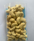 Packaged cashews on a white background